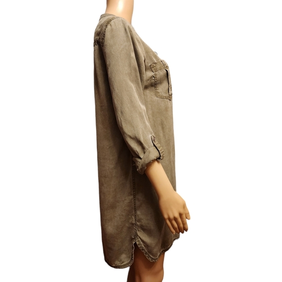 Express Army Green Utility Mini Dress S - Picture 2 of 12